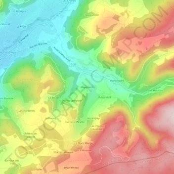 Carte topographique Moyemont, altitude, relief