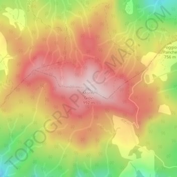 Carte topographique Monte Giovi, altitude, relief