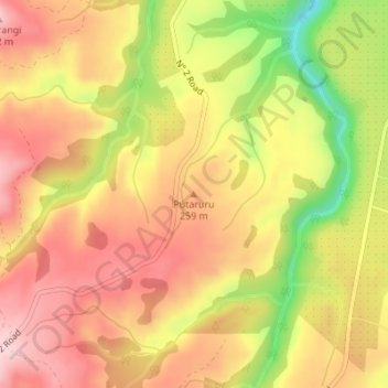 Carte topographique Putaruru, altitude, relief