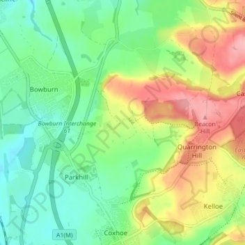 Carte topographique Old Quarrington, altitude, relief