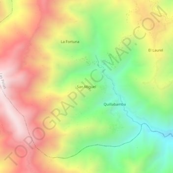 Carte topographique San Miguel, altitude, relief