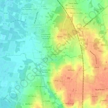 Carte topographique Les Jaillets, altitude, relief