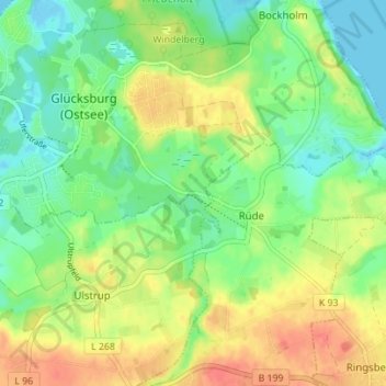 Carte topographique Rüdeheck, altitude, relief
