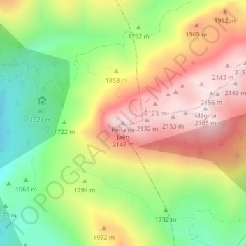 Carte topographique Peña de Jaén, altitude, relief