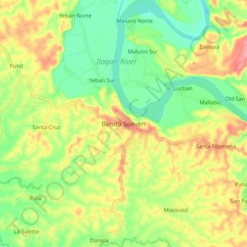 Carte topographique Benito Soliven, altitude, relief