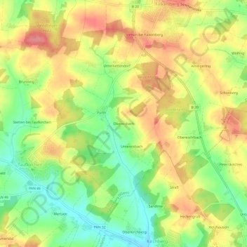 Carte topographique Obereisbach, altitude, relief