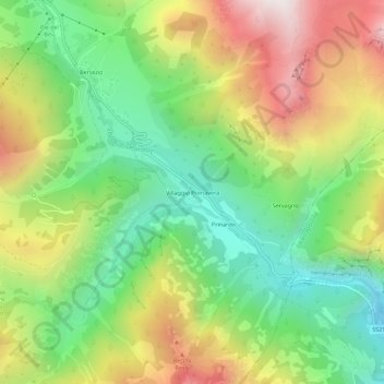 Carte topographique Villaggio Primavera, altitude, relief