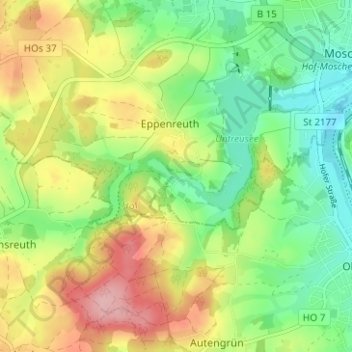Carte topographique Eppenreuther Mühle, altitude, relief