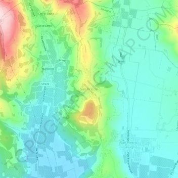 Carte topographique San Briccio, altitude, relief