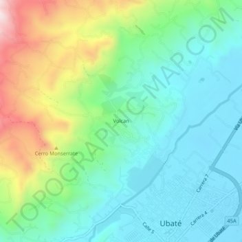 Carte topographique Volcan, altitude, relief