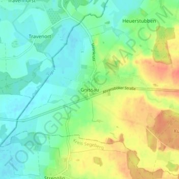 Carte topographique Gnissau, altitude, relief