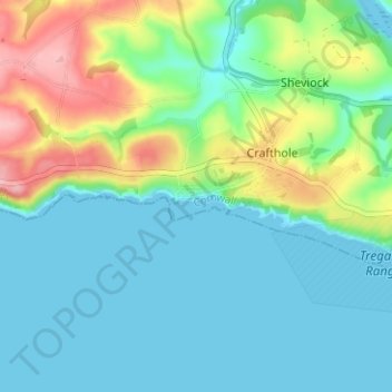 Carte topographique Portwrinkle, altitude, relief