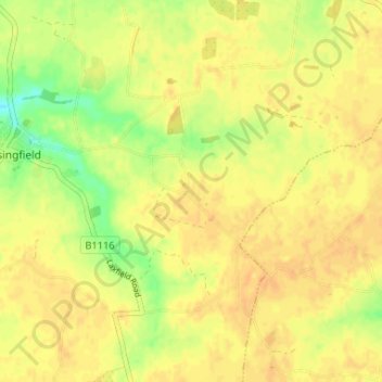 Carte topographique Little Whittingham Green, altitude, relief