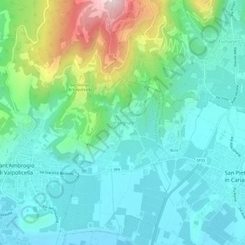 Carte topographique Gargagnago, altitude, relief
