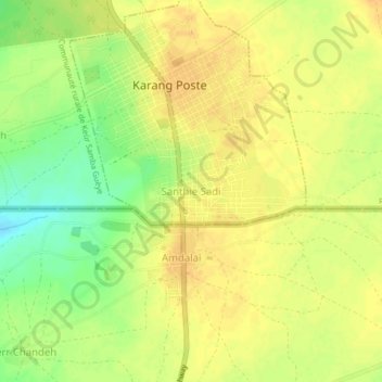 Carte topographique Santhie Sadi, altitude, relief