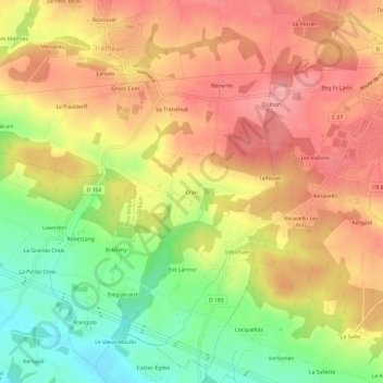 Carte topographique Cran, altitude, relief