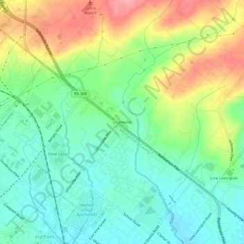Carte topographique Unionville, altitude, relief