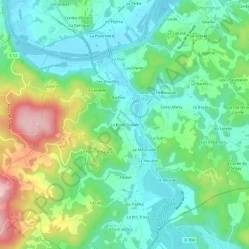 Carte topographique La Borie Grande, altitude, relief