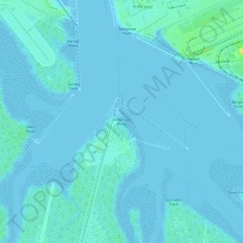 Carte topographique Anderson Point, altitude, relief