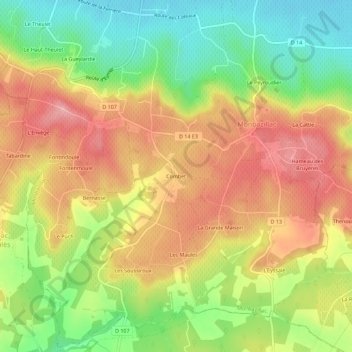 Carte topographique Combet, altitude, relief