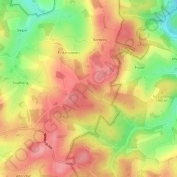 Carte topographique Landwehr, altitude, relief
