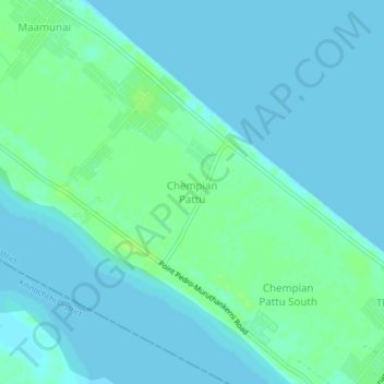 Carte topographique Chempian Pattu, altitude, relief