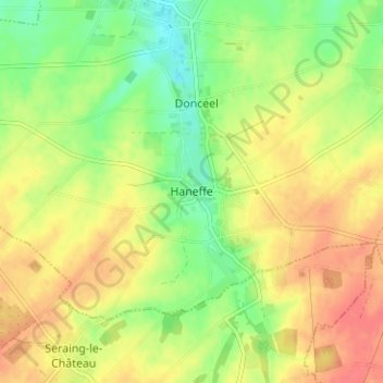 Carte topographique Haneffe, altitude, relief