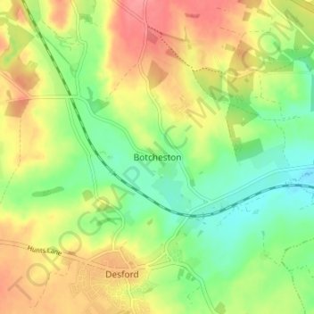 Carte topographique Botcheston, altitude, relief