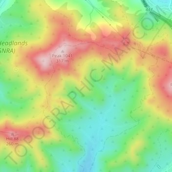 Carte topographique Golden Gate National Recreation Area, altitude, relief