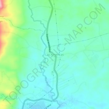 Carte topographique Las Americas, altitude, relief
