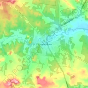Carte topographique Coonabarabran, altitude, relief
