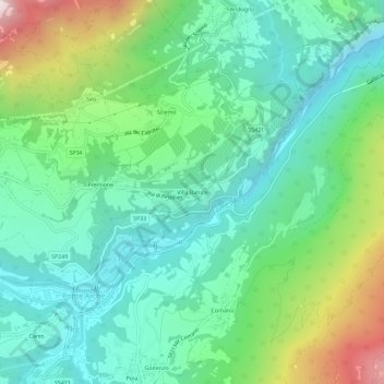 Carte topographique Villa Banale, altitude, relief