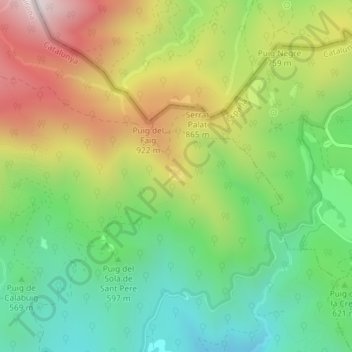 Carte topographique Castell de Cabrera, altitude, relief
