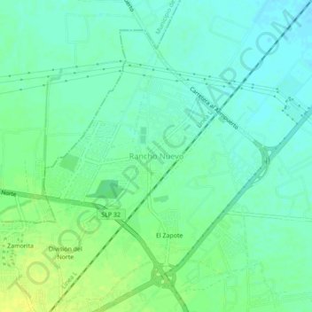 Carte topographique Rancho Nuevo, altitude, relief