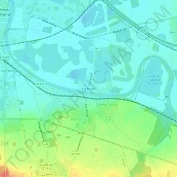 Carte topographique Les Bordes, altitude, relief