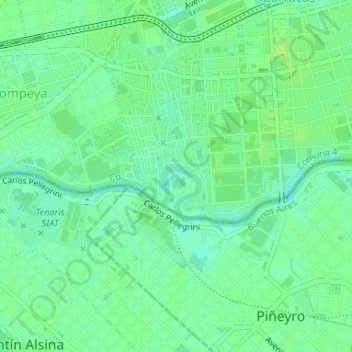 Carte topographique Meandro de Brian, altitude, relief