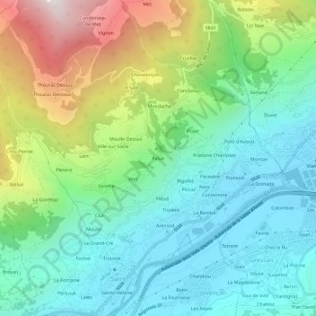 Carte topographique Palue, altitude, relief