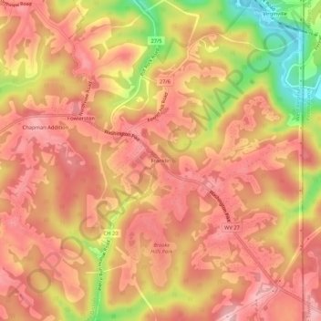 Carte topographique Franklin, altitude, relief