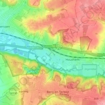 Carte topographique Vroenhof, altitude, relief
