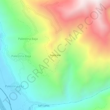 Carte topographique Santa Ana, altitude, relief