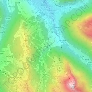 Carte topographique Les Fys, altitude, relief