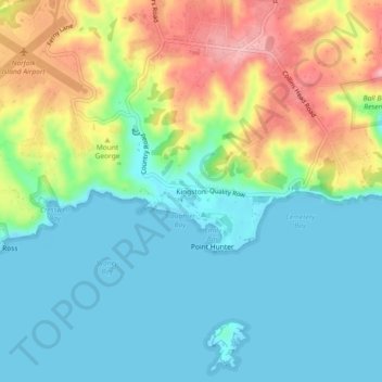 Carte topographique Kingston, altitude, relief