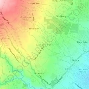 Carte topographique Bankas Heights, altitude, relief