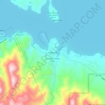 Carte topographique Roosevelt, altitude, relief