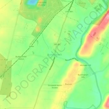 Carte topographique Buckeystown, altitude, relief