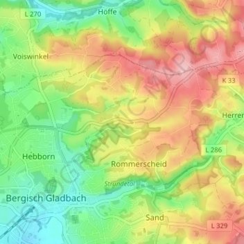 Carte topographique Grube, altitude, relief