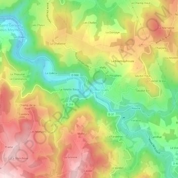 Carte topographique La Chapelette, altitude, relief