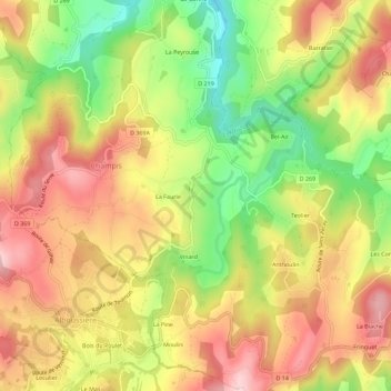 Carte topographique Garnier, altitude, relief