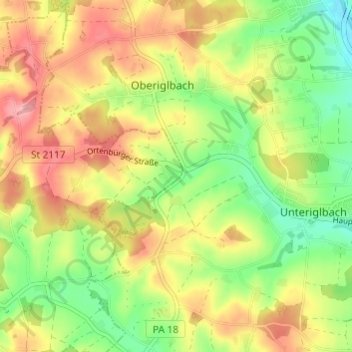 Carte topographique Kettenham, altitude, relief