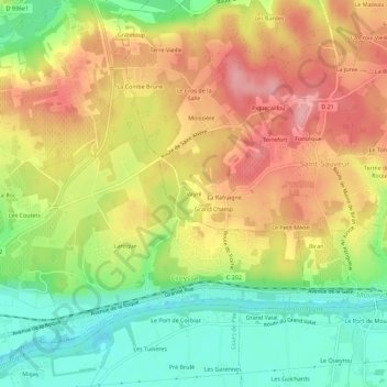 Carte topographique Vayré, altitude, relief